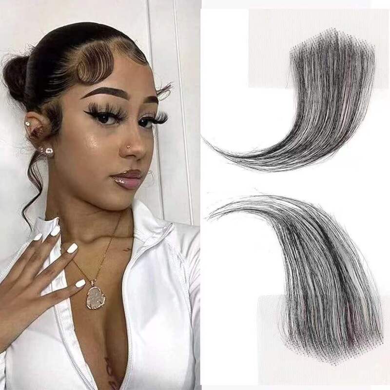 Baby Hair Real Hair Bangs Forehead Hairline Adhesive Trimmable Seamless Invisible Wig Patch