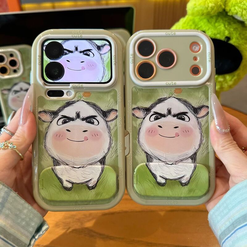 Cute Green Cow-Themed Phone Case Suitable for Apple 17, iPhone 16 Pro, Xiaomi, Oppo, Anti-Drop Full-Cover Case Cute Green Cow-Themed Phone Case Suitable for Apple 17, iPhone 16 Pro, Xiaomi, Oppo, Anti-Drop Full-Cover Case