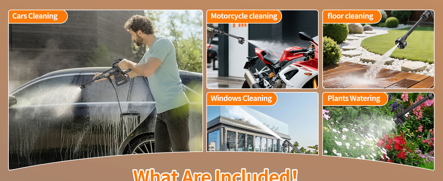 Car Wash Water Gun Household Cordless Pressure Washer Electric Car Wash Machine Rechargeable Flower Watering Lithium Battery High Pressure Car Wash Machine