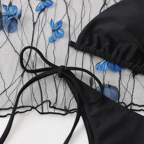 New split three-piece butterfly mesh bikini