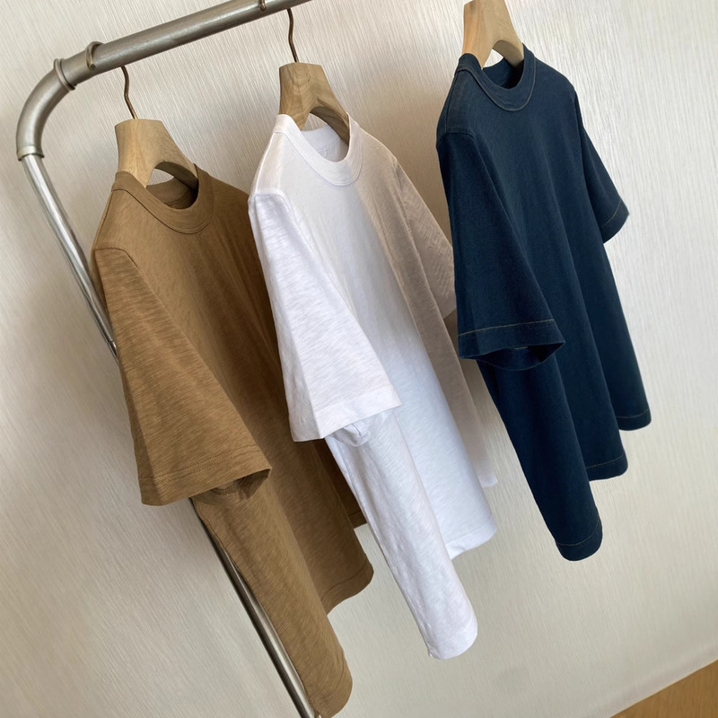気軽に着て、気軽に合わせてください！！ R シングル 45 バンブーコットン刺繍豚ルーズラウンドネック半袖 T シャツ女性用 2025|undefined