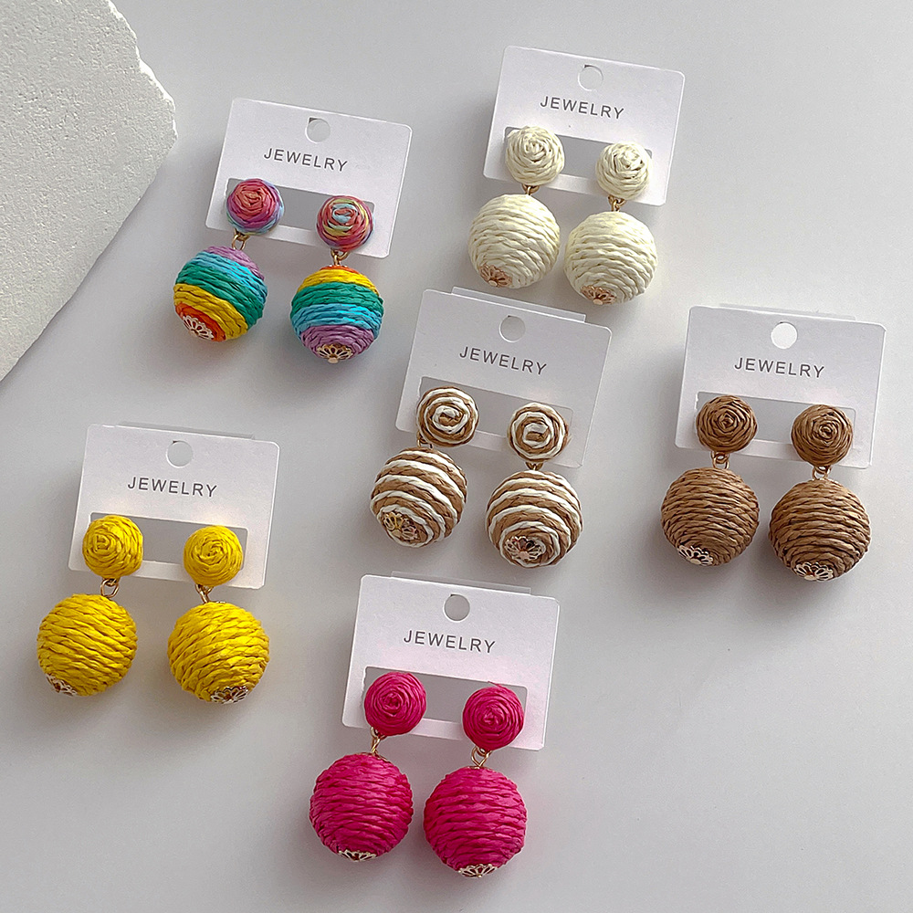 15g Weight Drop Earrings Classification 1 Pair Quantity Street Occasion raffia Material Geometric Pattern Women'S Gender Exaggerated Style 1 Pair Exaggerated Geometric Raffia Women's Drop Earrings 无