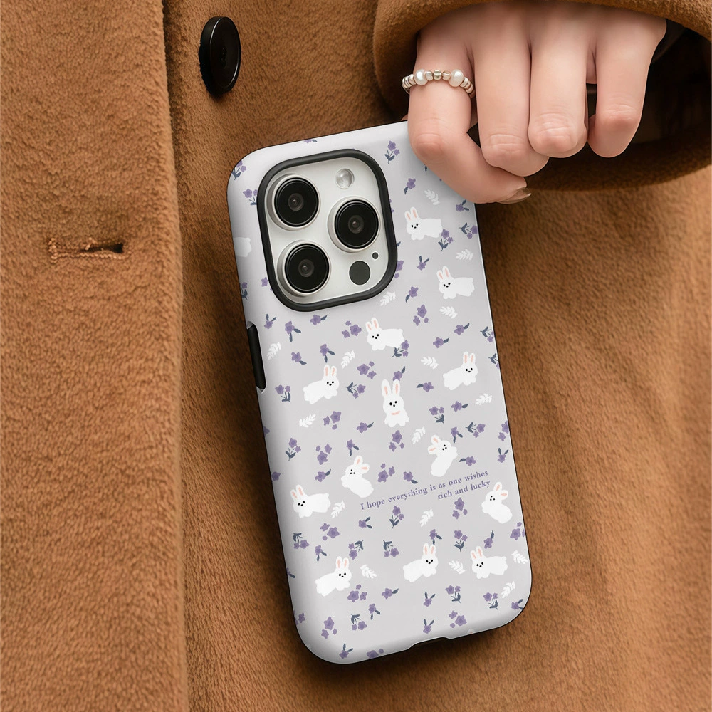 Яблоко, летняя свежесть кролика, iPhone 15, iPhone15 Pro, защитный чехол, новая коллекция, флористический принт, простой и элегантный дизайн