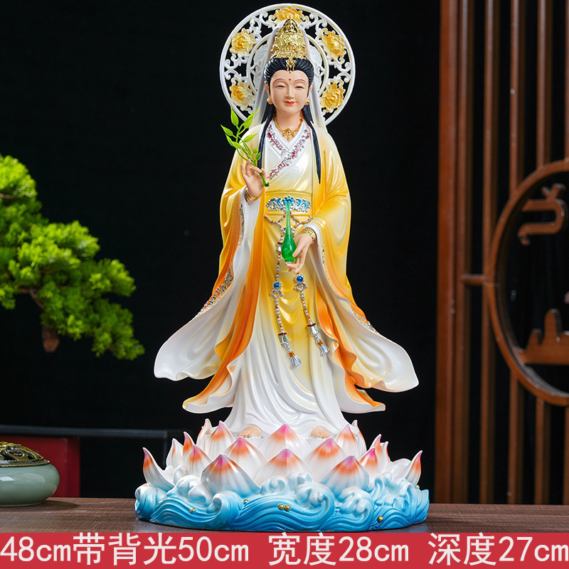 妙善观音娘娘南海观音菩萨树脂佛像供奉观世音佛堂神像家用摆件|undefined