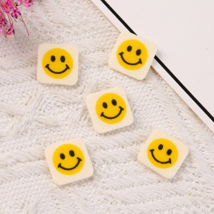 Artificial leather printing smiley face accessories leather label DIY handmade decorative bag clothing decoration patch leather label
