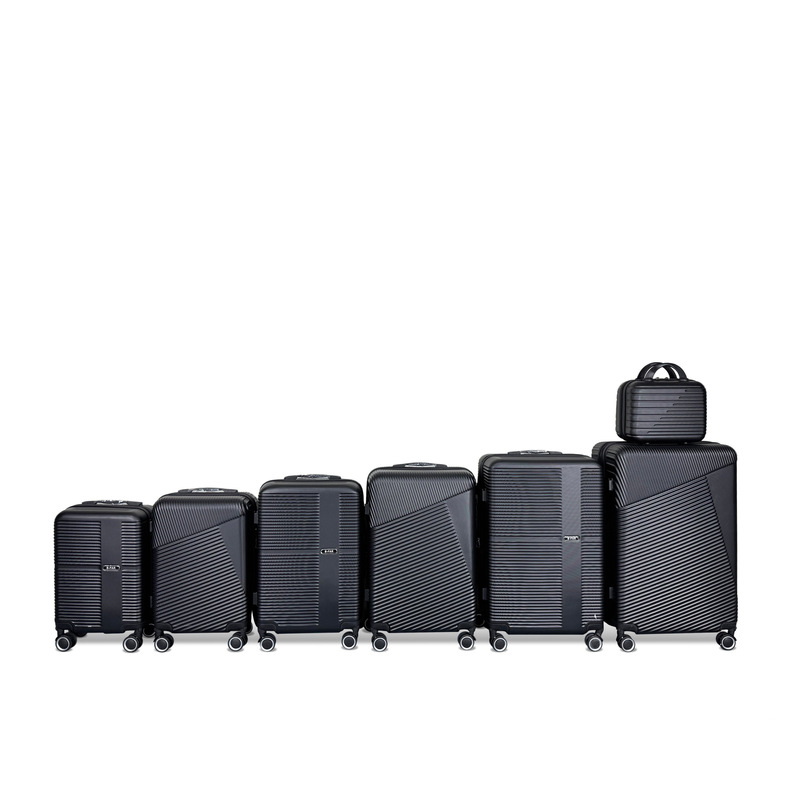 Abs Trolley Suitcase Set of 7 Pieces with Makeup Bag, Factory Direct Sale, Universal Wheels, 20inch Inch Carry-On Suitcase Customization