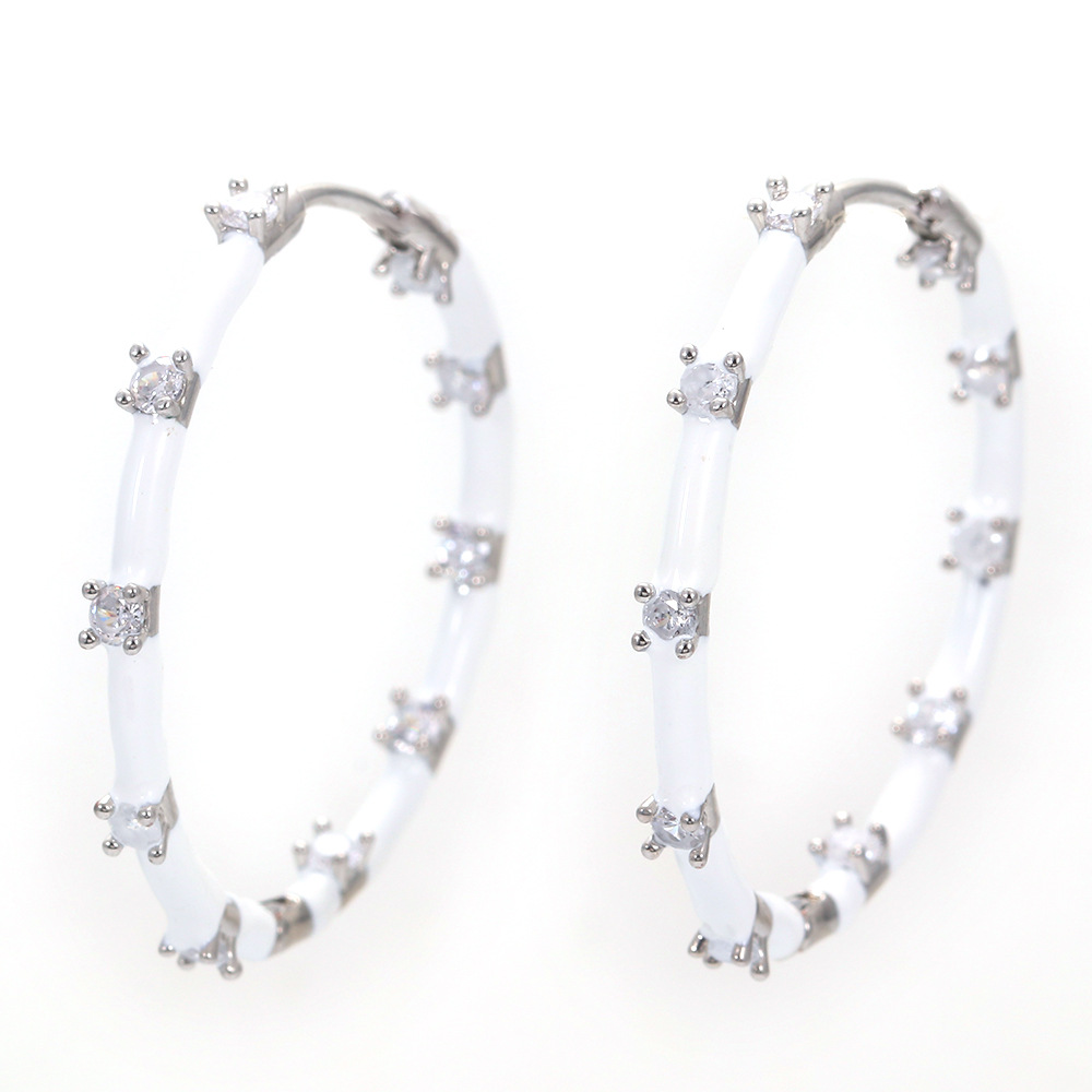Hoop Earrings Classification Exaggerated Geometric Copper Plating Zircon Hoop Earrings 1 Pair