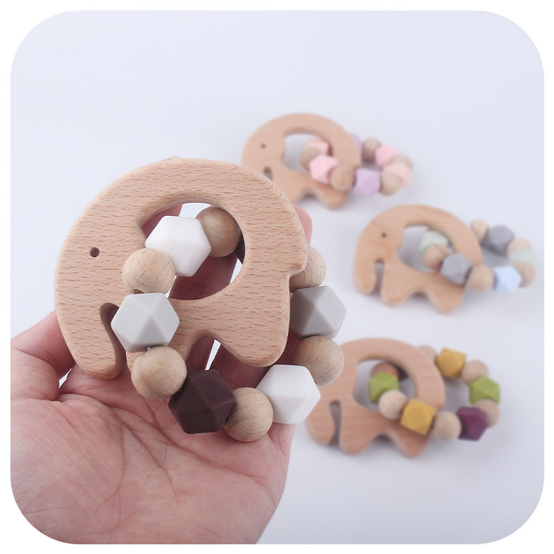INS Amazon nuevo elefante bebé Beech teether pulsera bebé cuentas de silicona juguete dientes molienda palo