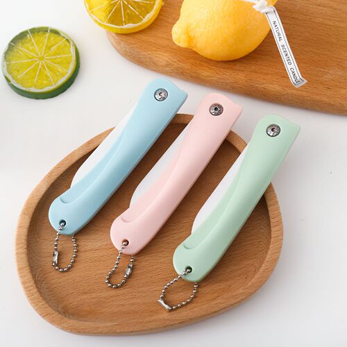 Portable folding ceramic household fruit knife portable mini ceramic knife kitchen paring knife