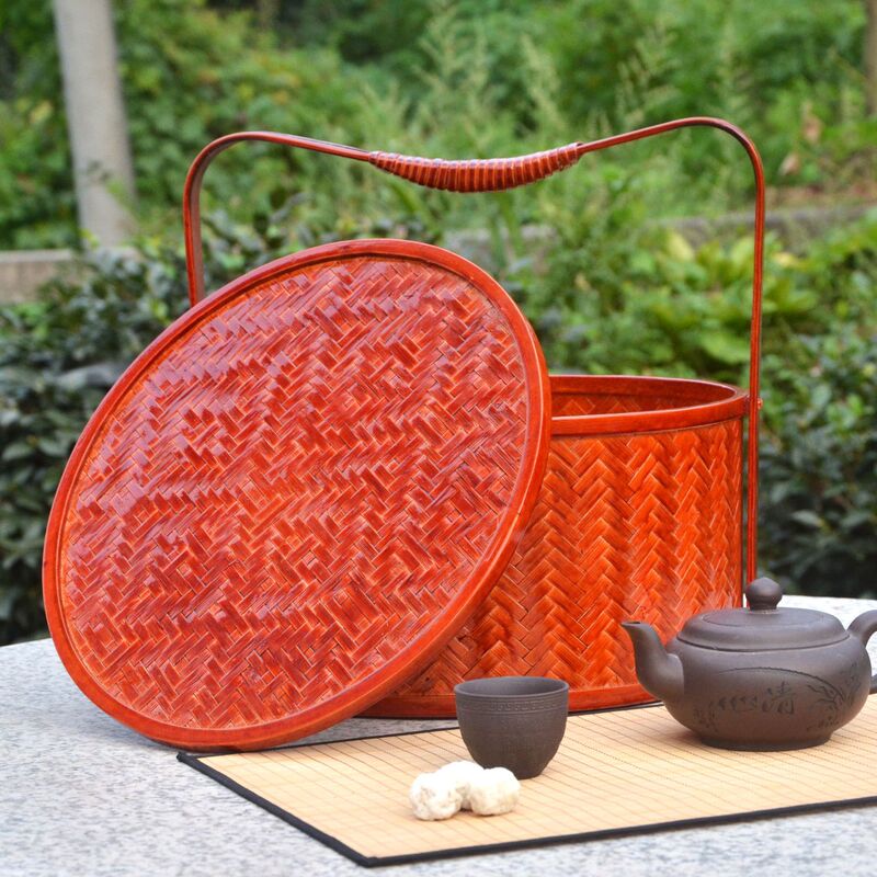 竹編みのバスケットの食品箱の茶器の収納箱の結婚祝いの民宿のバスケットの清潔なバスケットの竹編みの包装のバスケット|undefined