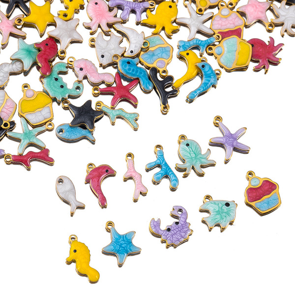 Multicoloured golden enamel stainless steel