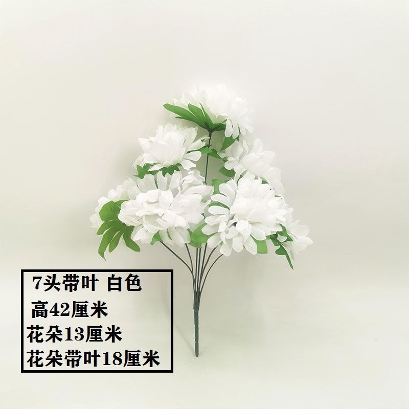 7-head chrysanthemum with leaves (white) 1-1 branch (excluding flower pot) quality choice