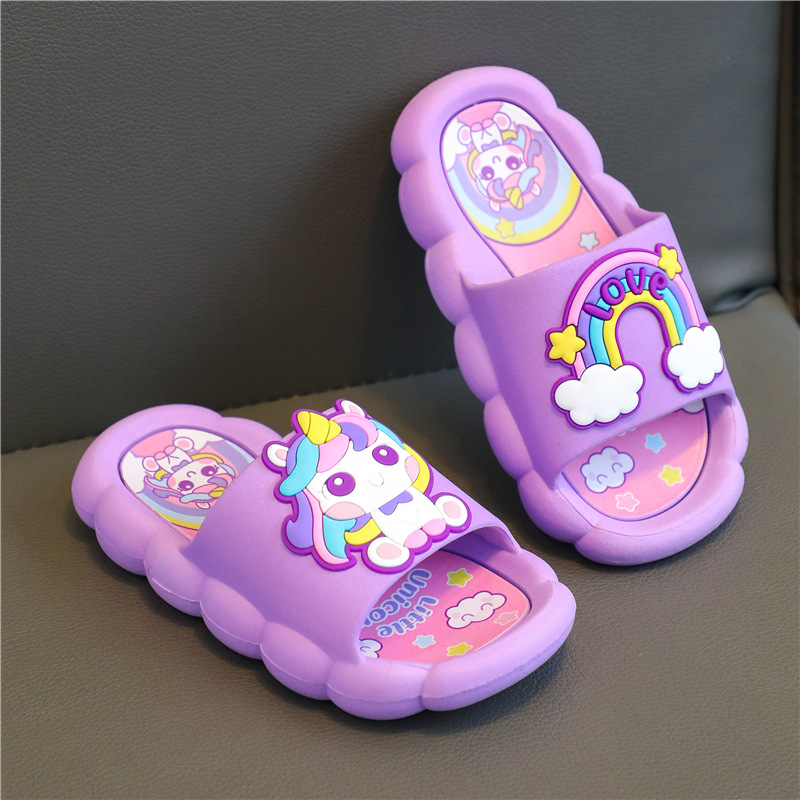 Zapatillas antideslizantes para niños verano niñas bebé suave fondo antideslizante dibujos animados baño princesa zapatillas