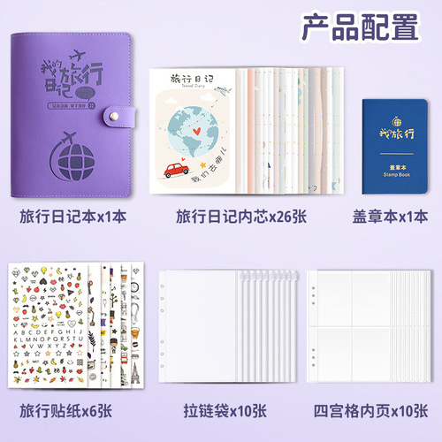 Travel diary notebook, ticket stubs, airline tickets, movie tickets, receipts, collection album, travel organizer, commemorative journal, record book
