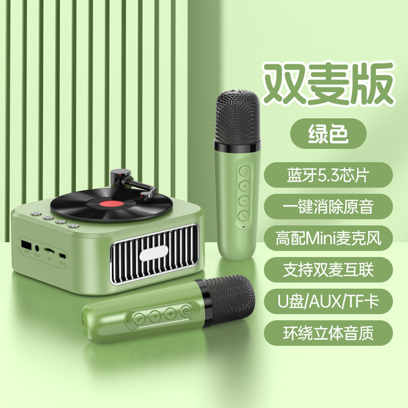 国境を越えたソースの黒ゴムレコード機復古蓄音機音響bluetoothスピーカーヨーロッパ式携帯ギフト工場|undefined