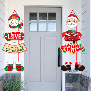 Cross-mirror for Christmas decorations Christmas door hanging Christmas decorations Santa Claus snowman Christmas decorations props