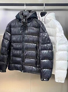 24 Autumn and Winter New Men's and Women's Solid Color Hat Embroidered Letter Men's Hooded Short Down Jacket Fashionable Jacket