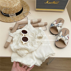 女童夏裝兒童針織吊帶衫短褲套裝薄款洋氣小童無袖背心兩件套新款