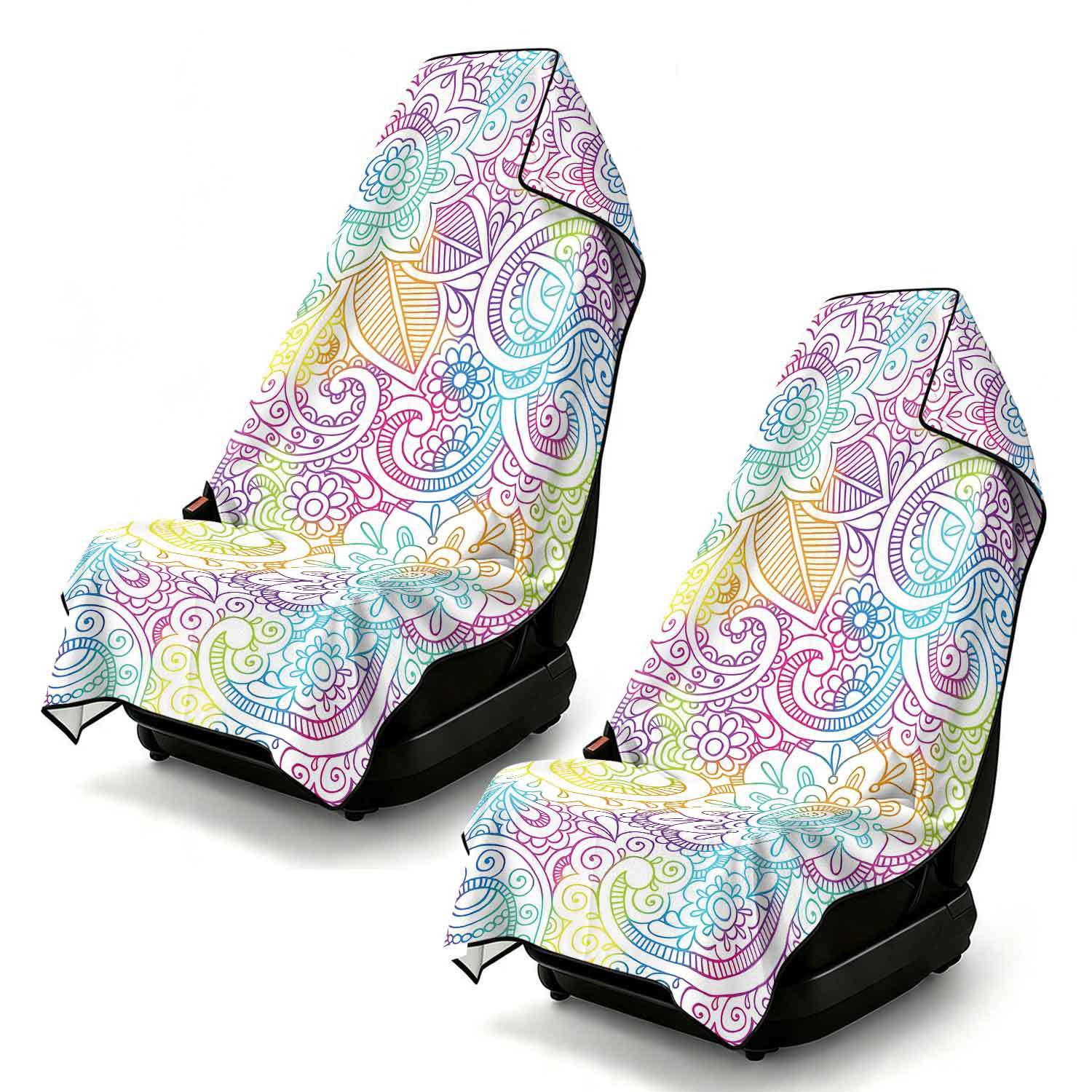 2-piece dual-use car seat cover, ultra-fine fiber, can be used as a beach towel, printed car protective seat cover 6