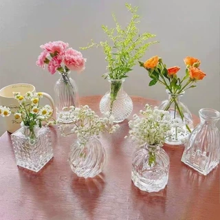 定制创意透明ins风摆件插花中古小花瓶套装 外贸轻奢复古玻璃花瓶