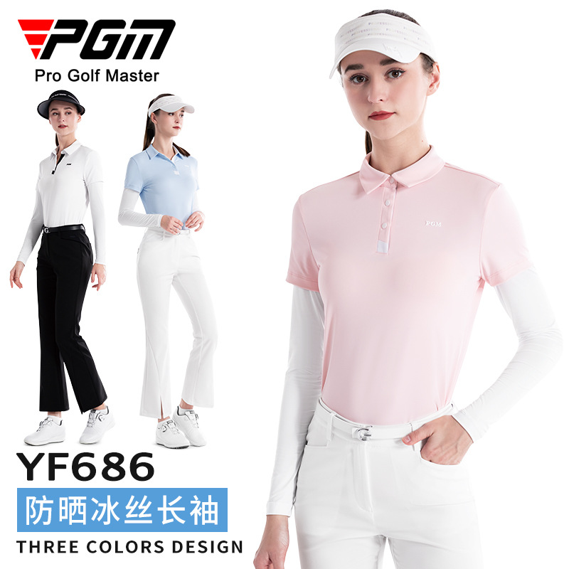 PGM Golf Clothing Women's Summer Ice Silk Long-sleeved T-shirt Top Micro Horn Trousers POLO Shirt Women's Pants suit