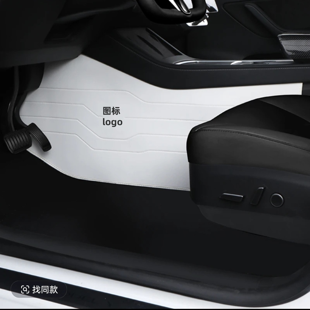 Armrest box pad, Tesla Center Console Armrest - tesla-model-3-white-with-lines-and-custom-icon-driver-passenger-side-2pcs
