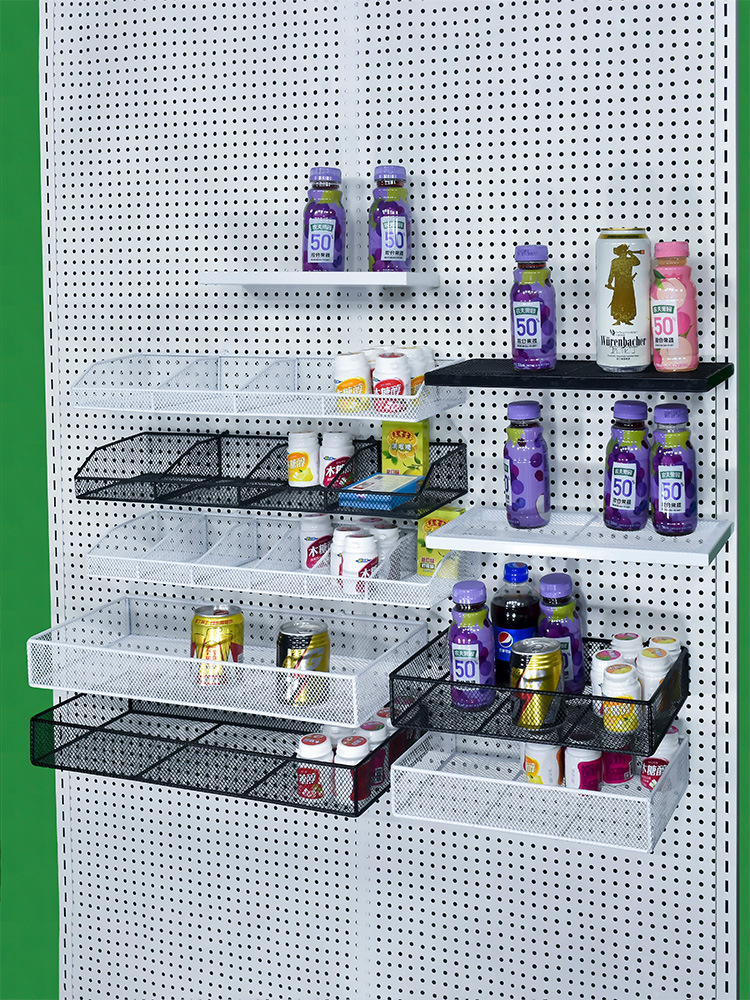 Perforated board hanging basket supermarket shelf basket porous board storage basket multifunctional hardware hanger wall meaty mesh bag