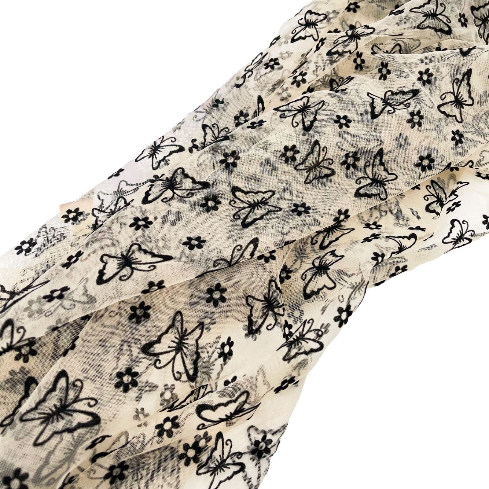 Diamante malla flocado mariposa pequeña flor hilados ropa para niños Hanfu Lolita mantel en stock suministro directo