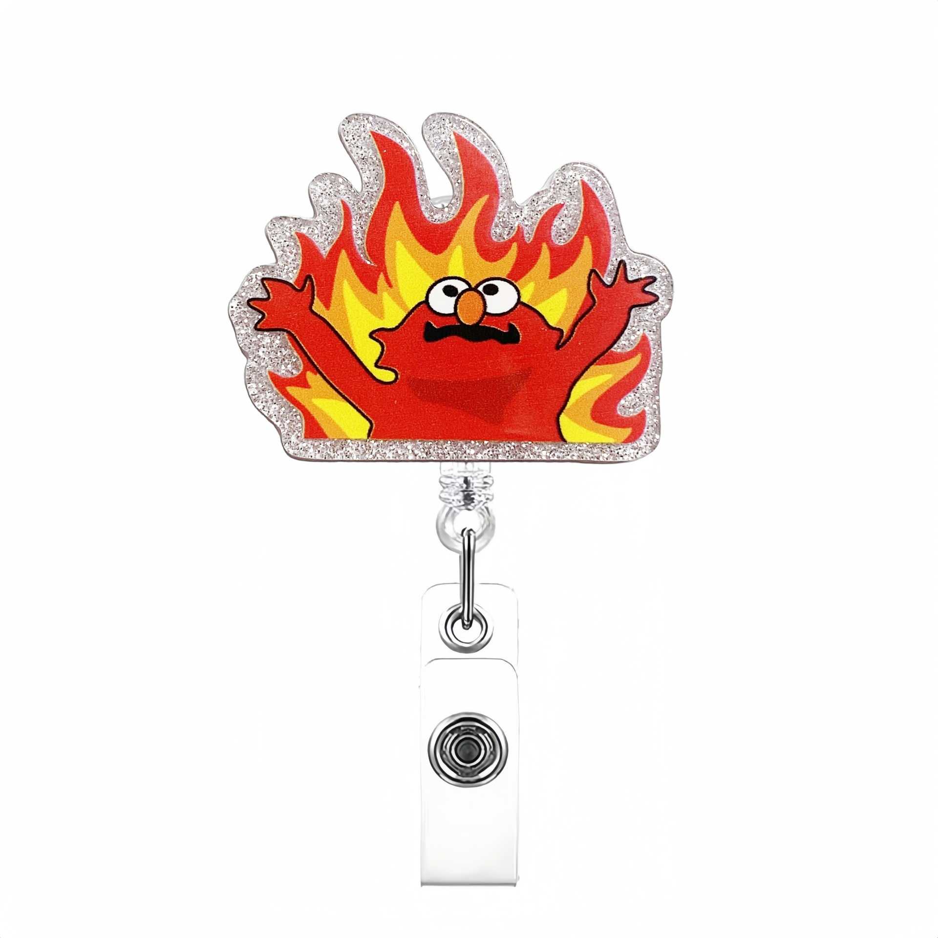 Etiqueta de etiqueta de venta caliente transfronteriza en lugar de acrílico divertido brillo clip de insignia telescópico hebilla de identificación hebilla fácil de tirar