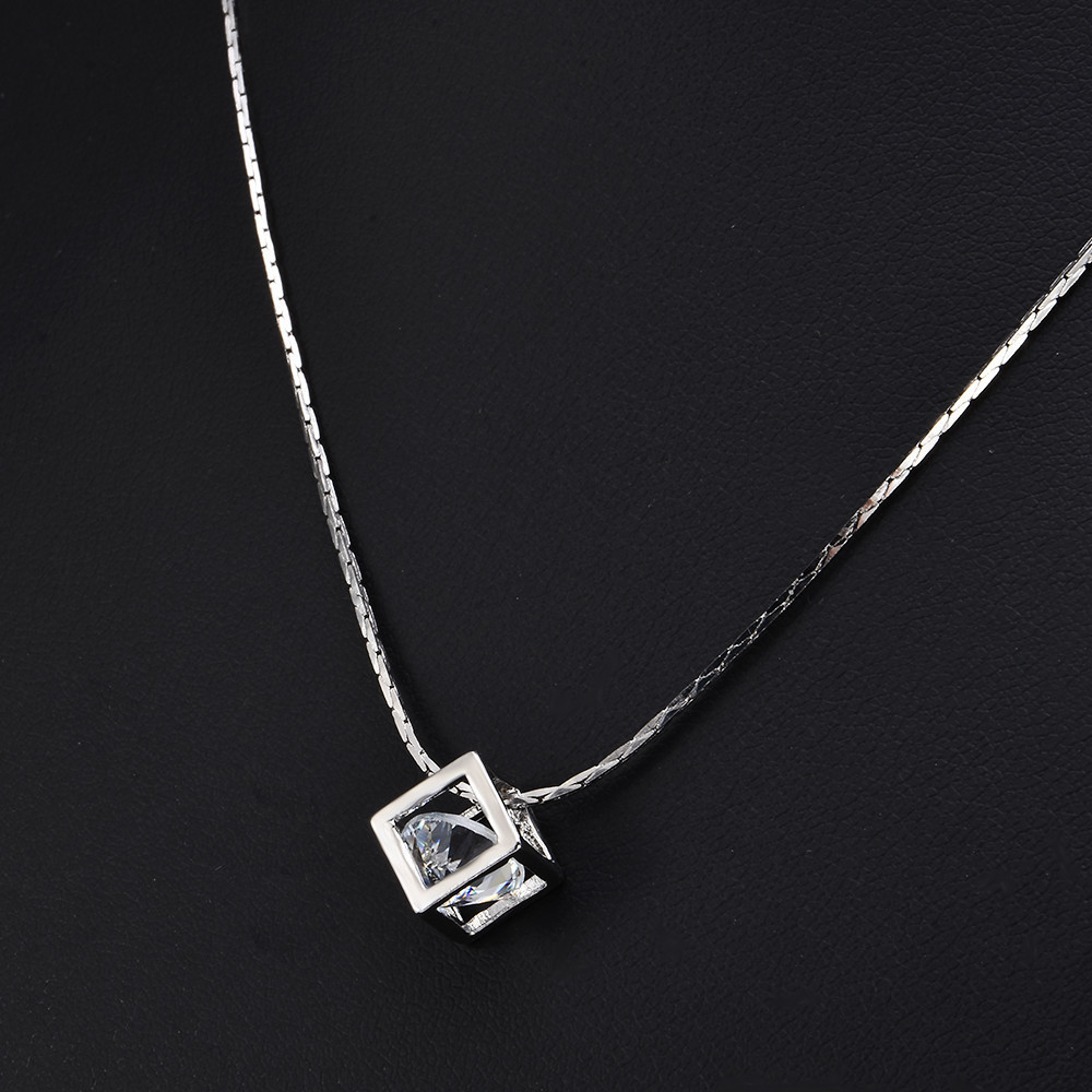 Korean Style Square Rubik's Cube Pendant Necklace display picture 4