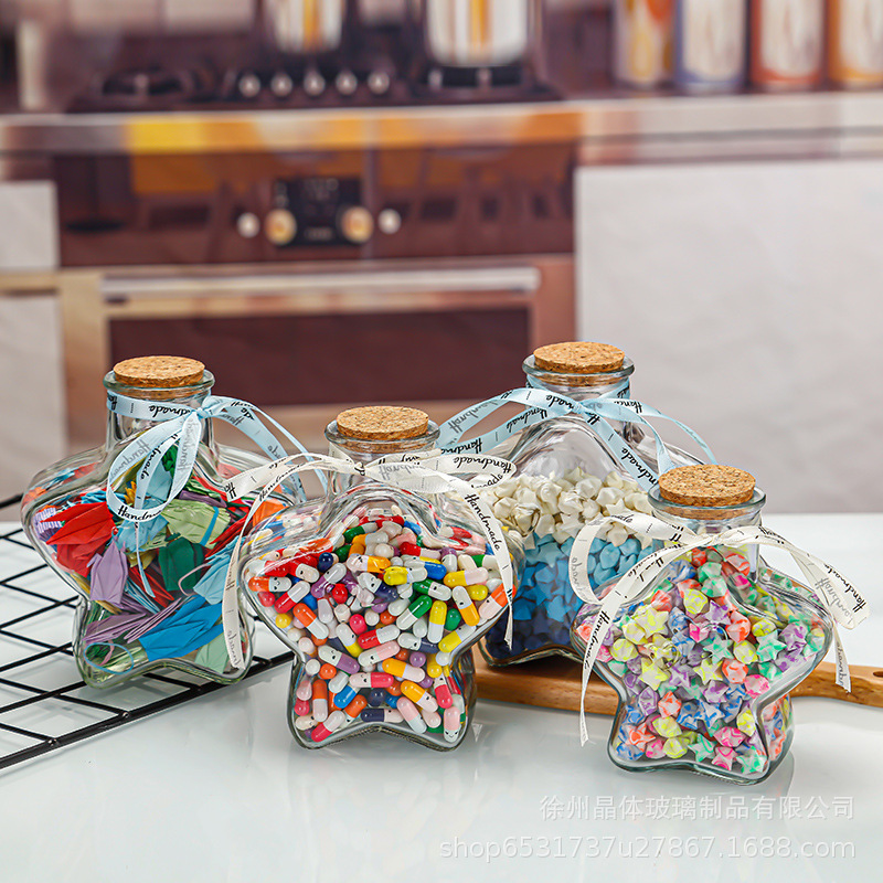 Lucky Star Wishing Bottle Cork Glass Bottle Drift Bottle Holiday Gift Origami Star Five-pointed Star Storage Wishing Bottle Lucky Star Wishing Bottle Cork Glass Bottle Drift Bottle Holiday Gift Origami Star Five-pointed Star Storage Wishing Bottle