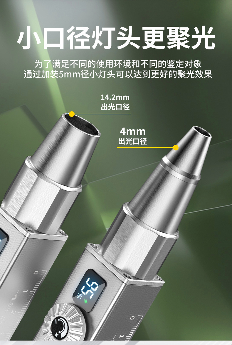 Led Flashlight with Strong Light for Jade Identification, Jewelry Appraisal, Jadeite, Antique Fluorescent Agent Detection, Ultraviolet Money Detection