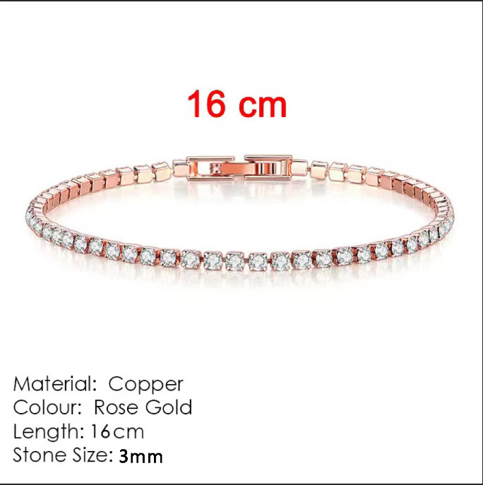 3mm 다이아몬드 팔찌(로즈 골드) 체인 길이 16cm