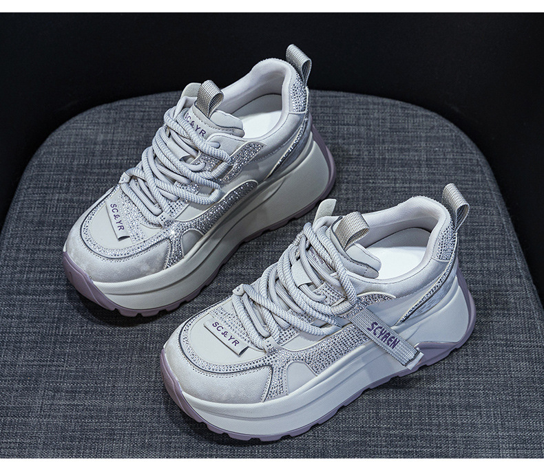 Giày sneaker nữ đế dày phong cách Forrest Gump xuân 2026 — M2927-1 màu mơ nhung lót lông, M2927-1 plus nhung màu xám, M2927-1 plus nhung kaki, M2927 màu khaki đơn chi tiết 33