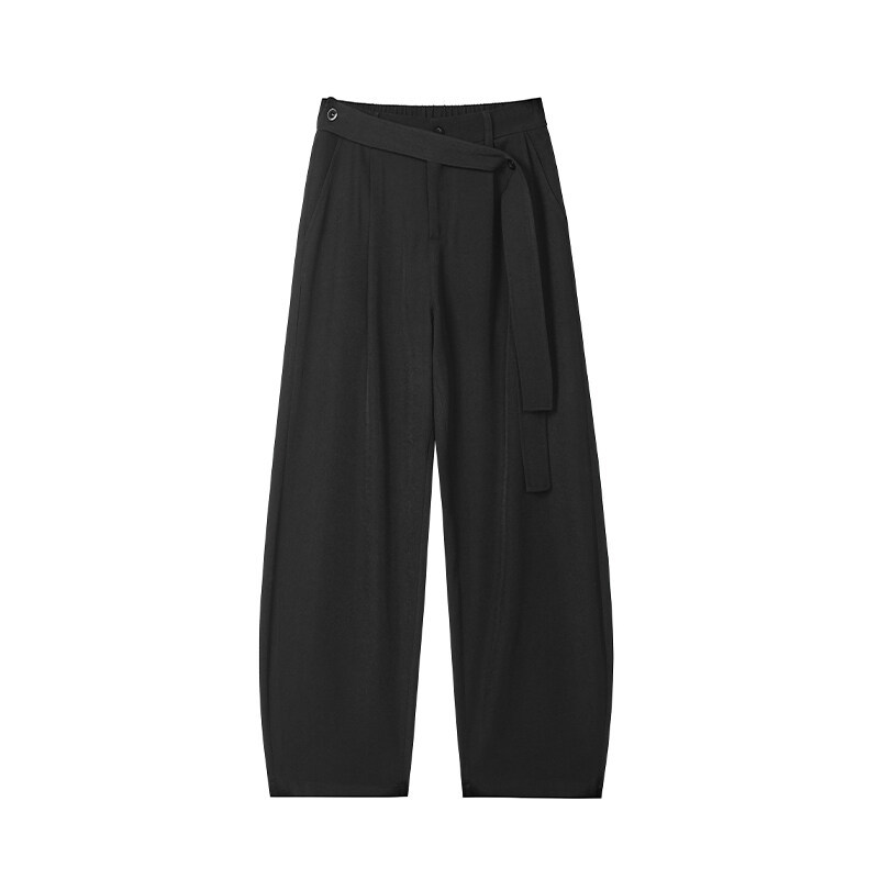 Trendige Vintage-Hose in Kaffeefarbe mit geradem Bein und drapiertem Gürtel für Herren, Sommer 2025, neue, lockere und vielseitige Passform_voghion.com