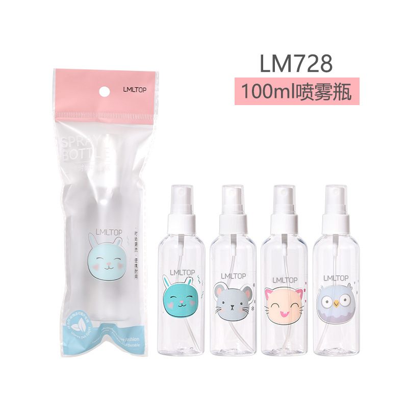 Botella pulverizadora de dibujos animados LMLTOP, botella a presión, paquete individual, botella pulverizadora de PET, botella vacía, botella de viaje para cosméticos, botella recargable, colección