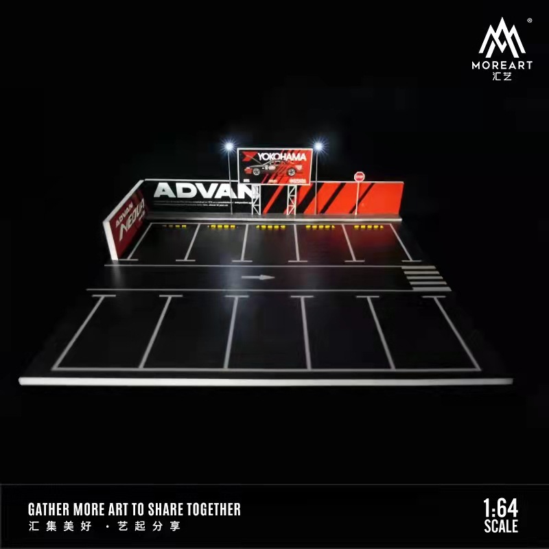 Estacionamiento modelo escena 1:64 simulación de aleación modelo de coche de juguete de almacenamiento de coches pantalla de luz decoración regalo