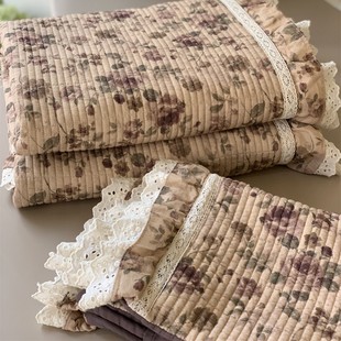 Korean-Style Large Goose Ins All-Cotton Gauze French Floral Bed Cover Three-Piece Set with Small Floral Lace Quilted Thickened Bed Sheet
