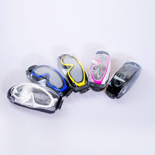 Anti-fog high-definition swimming goggles, large-frame boxed swimming goggles, silicone lenses, with conjoined earplugs for men and women, adult myopia