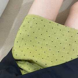 洋气新款半身裙女显瘦绿色波点短裙高腰百搭包臀防走光字包臀裙