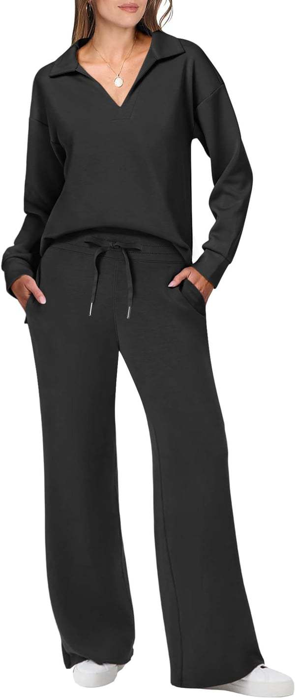 Women's Pant Set Autumn Winter Solid Colour Lapel Professional Suit_voghion.com