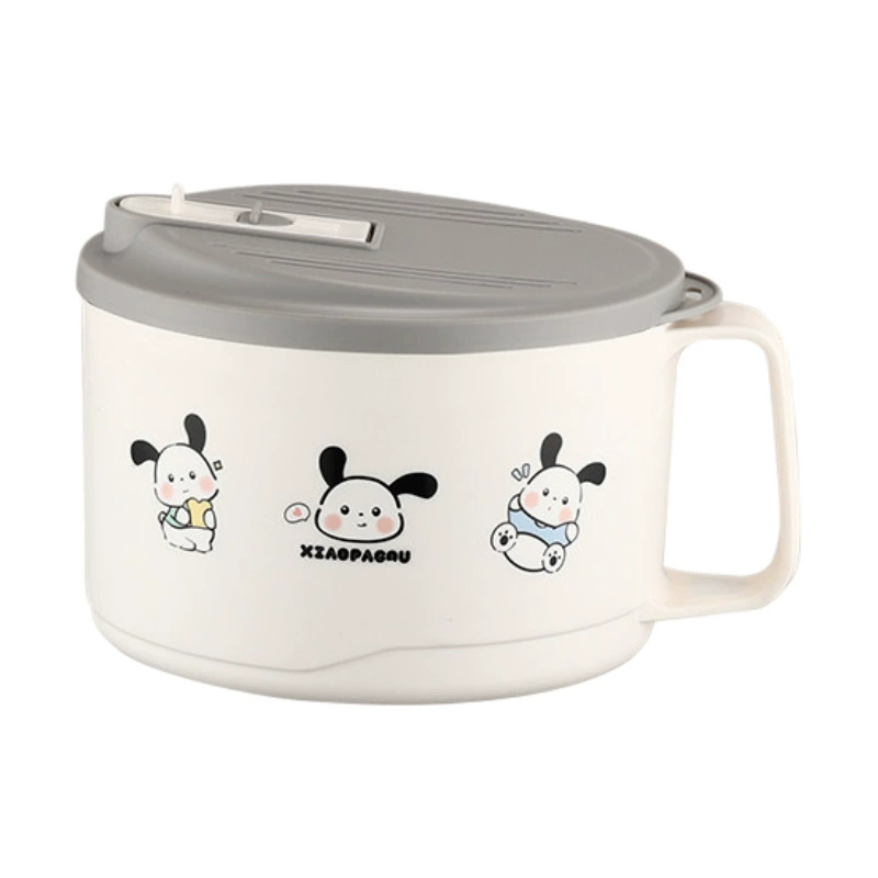 Cute stainless steel instant noodle bowl with lid bowl student dormitory noodle bowl instant noodle artifact large capacity canteen rice bowl