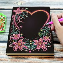 钻石花卉艺术绘画笔记本钻石绘画50张DIY钻石艺术5D十字绣日记本