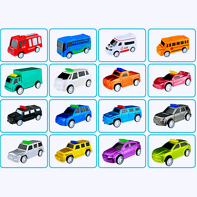 Bodarui Tire hacia atrás Coche de Juguete plástico para niños coche 16 modelo juguete institución entrenamiento kindergarten regalo