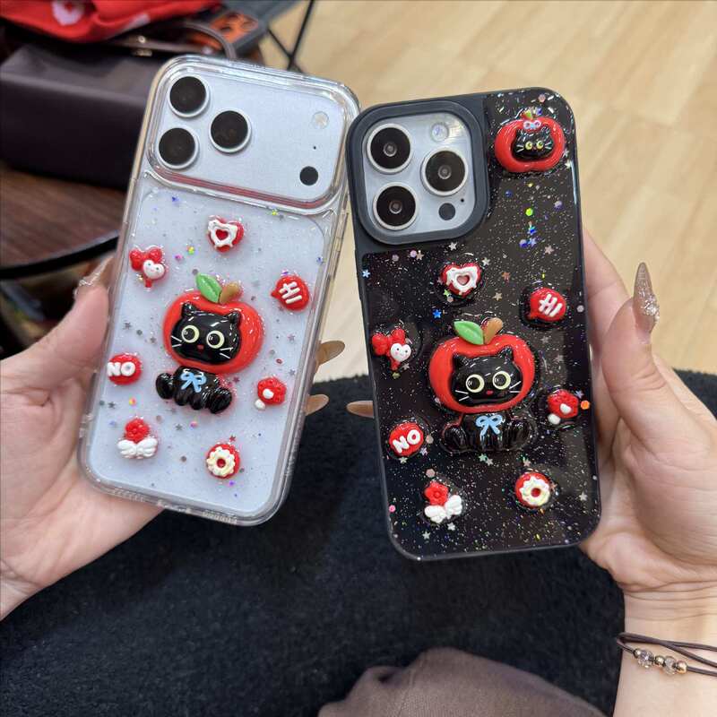 Y2K red apple cat design phone case, suitable for Apple 18 Pro Max, iPhone 17 Pro, cute design, new models for 16/15, and X Y2K red apple cat design phone case, suitable for Apple 18 Pro Max, iPhone 17 Pro, cute design, new models for 16/15, and X