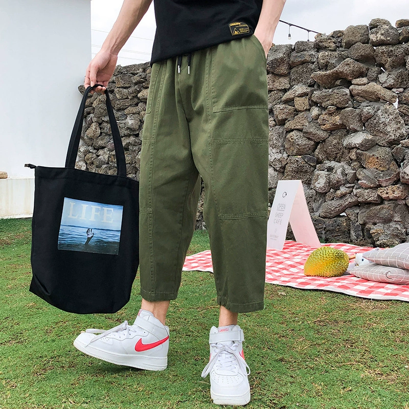 Брюки с восемью точками Мужские повседневные брюки Брюки с девятью точками Брюки Харлан Рабочая одежда Прямые Свободные Весна и Лето 2023 Широкие Ноги