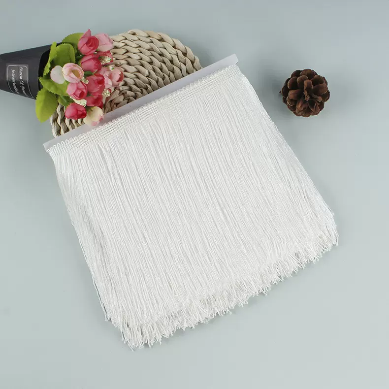 厂家供应白色单边排须时尚涤纶流苏花边 DIY服装家纺辅料配饰