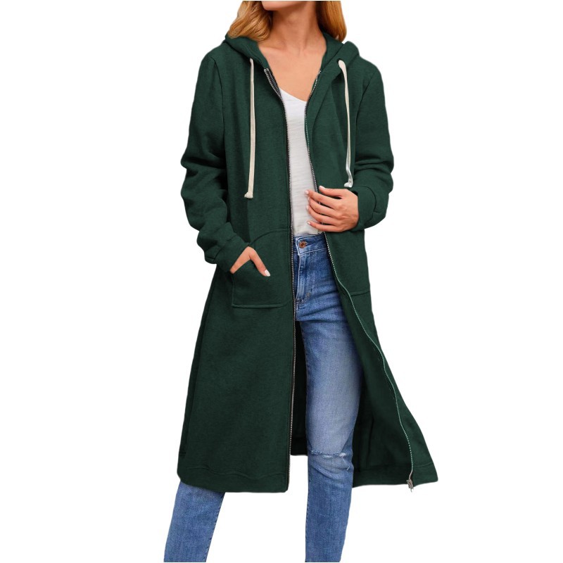 2022 europeo y americano amazon estación independiente otoño e invierno transfronterizo abrigo cálido cremallera suelta abrigo largo con capucha ropa de mujer