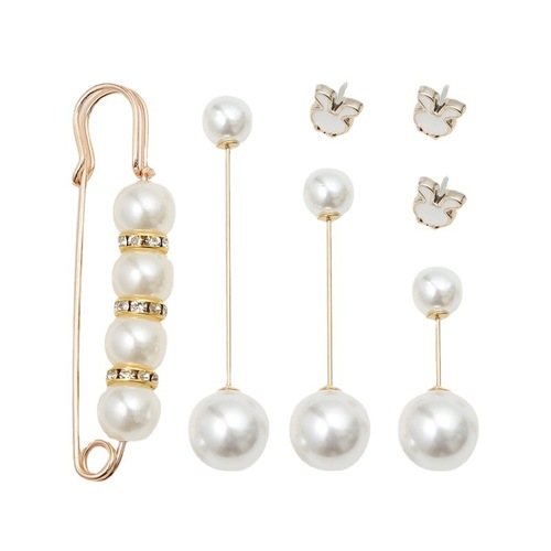 Shirt collar pearl anti-exposure brooch buckle pin to fix V-neck clothes artifact high-end female corsage accessories