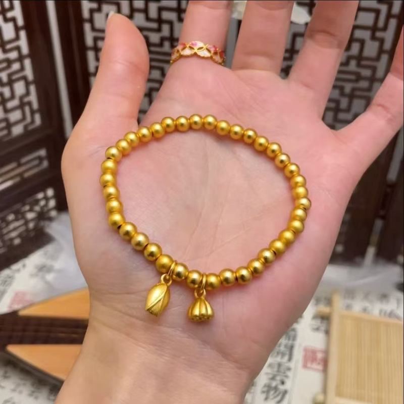 古法传承两世欢莲蓬手链女仿黄金店同款复古文艺转运珠手串|undefined